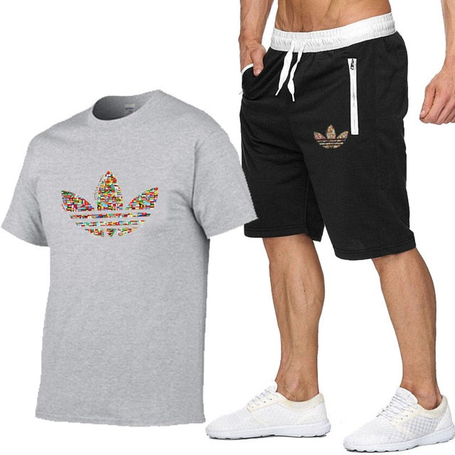 Adidas Cool Sets Mens Summer Gyms Casual T Shirt+Shorts